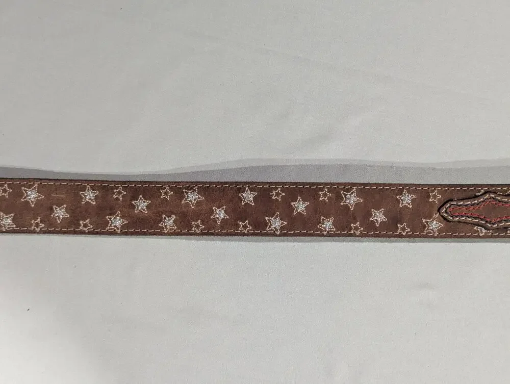 Shyanne Belt Womens M Brown Leather Western Star Rhinestone Buckle Country